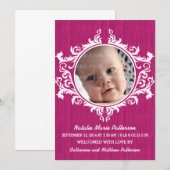 Roze Rustic Swirls Baby Aankondiging (Voorkant / Achterkant)