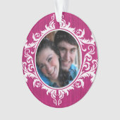 Roze Rustic Swirls Holiday Photo Ornament (voorkant)