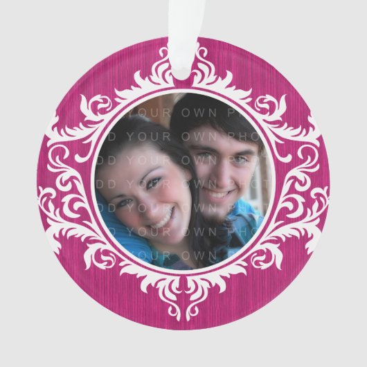 Roze Rustic Swirls Holiday Photo Ornament (voorkant)