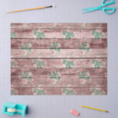 Roze Rustic Wood en Flowers Ontworpen Tissuepapier (Craft)