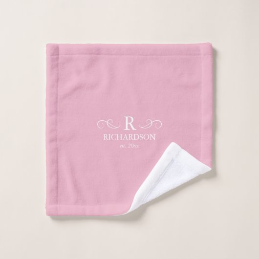 Roze rustiek monogram washandje (Wasdoekje)