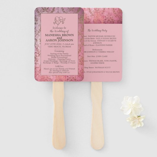 ROZE RUSTIEK - Trouwprogramma waaier (Voorkant en achterkant)