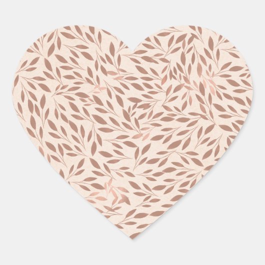 Roze Rustieke Bladeren Botanische Glam Bruidsdouch Hart Sticker (Voorkant)