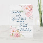 Roze rustieke bloemen Happy 55th Birthday Kaart (Voorkant)