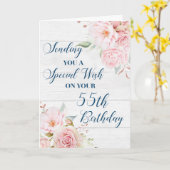 Roze rustieke bloemen Happy 55th Birthday Kaart (Gele Bloem)