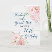 Roze rustieke bloemen Happy 70th Birthday Kaart (Voorkant)
