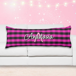 Roze Rustieke Buffalo Geruite Monogram Lichaamskussen