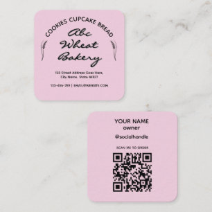 Roze Rustieke Cottage Bakkerij Vierkante Visitekaartje