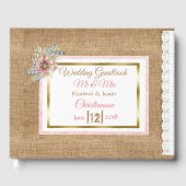 Roze Rustieke Jute Bloem Boek Huwelijk (Voorkant)