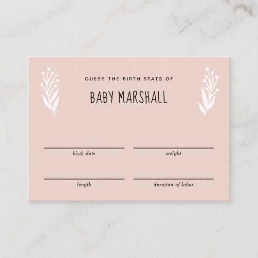 Roze Rustieke Mama Aan Bee Baby shower Gissen Spel Informatiekaartje (Voorkant)