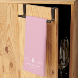 Roze Rustieke Monogram Keukenhanddoeken