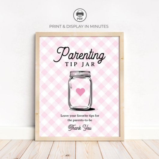 Roze Rustieke Ouderschapstips Pot Sign Baby Borrel Poster