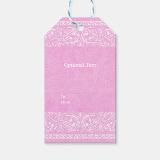 Roze Rustieke Paisley Country Western Bruiloft Cadeaulabel (Voorkant)