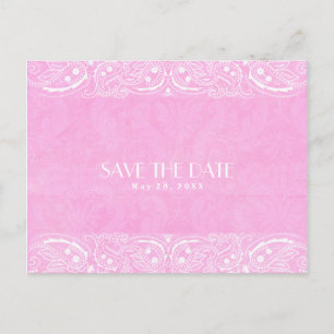 Roze Rustieke Paisley Country Western Save The Dat Aankondigingskaart