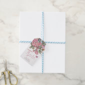 Roze rustieke rozen floral cadeaulabel (Met Touw)