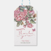 Roze rustieke rozen floral cadeaulabel (Voorkant)
