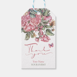 Roze rustieke rozen floral cadeaulabel