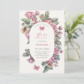 Roze rustieke rozen floral kaart (Staand voorkant)
