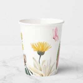 Roze rustieke rozen floral papieren bekers