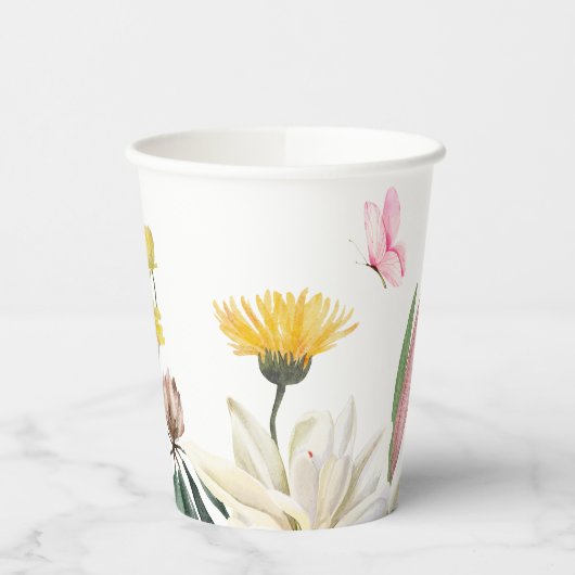 Roze rustieke rozen floral papieren bekers (Links)