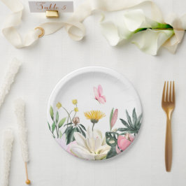 Roze rustieke rozen floral papieren bordje