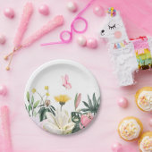 Roze rustieke rozen floral papieren bordje (Feest)