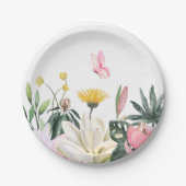 Roze rustieke rozen floral papieren bordje (Voorkant)