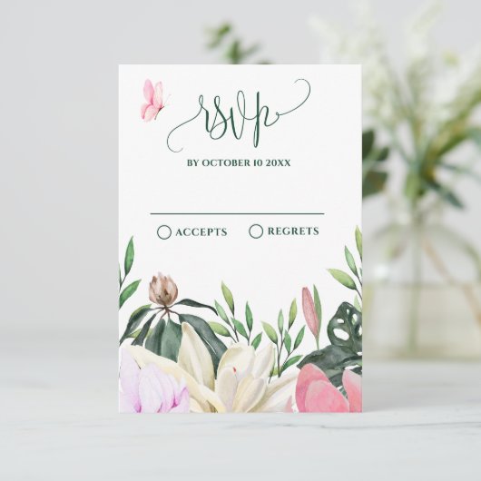 Roze rustieke rozen floral Response Kaart (Staand voorkant)