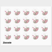 Roze rustieke rozen floral ronde sticker (Vel)