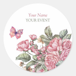 Roze rustieke rozen floral ronde sticker