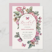 Roze rustieke rozen floral vrijgezellenfeest kaart (Voorkant / Achterkant)