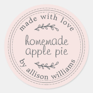 Roze Rustieke Thuisgemaakte Appeltaart Label