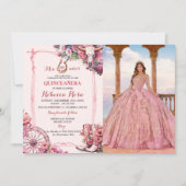 Roze Rustieke Westerne Charra Thema Quinceanera Fo Kaart (Voorkant)