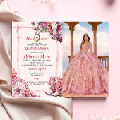 Roze Rustieke Westerne Charra Thema Quinceanera Fo Kaart