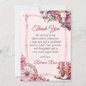 Roze Rustieke Westerse Quinceanera Dankkaart Kaart (Voorkant)