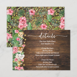 Roze Rustieke Wilde Safari Dieren Baby Shower Deta Informatiekaartje