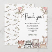 Roze rustieke Woodland Baby shower Dank u kaart (Voorkant / Achterkant)