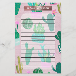 Roze Rustieke Zuidwestelijke Cactussen Cactus Plan Briefpapier