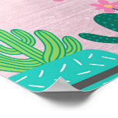Roze Rustieke Zuidwestelijke Cactussen Cactus Plan Poster (Hoek)