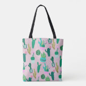 Roze Rustieke Zuidwestelijke Cactussen Cactus Plan Tote Bag (Achterkant)