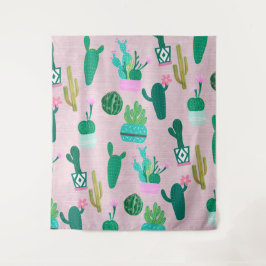 Roze Rustieke Zuidwestelijke Cactussen Cactus Plan Wandkleed