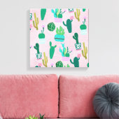 Roze Rustieke Zuidwesterse Cactussen Cactus Plante Canvas Afdruk (Insitu (Woonkamer))