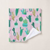 Roze Rustieke Zuidwesterse Cactussen Cactusplanten Bad Handdoek (Wasdoekje)