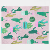 Roze Rustieke Zuidwesterse Cactussen Cactusplanten Fleece Deken (Voorkant (Horizontaal))