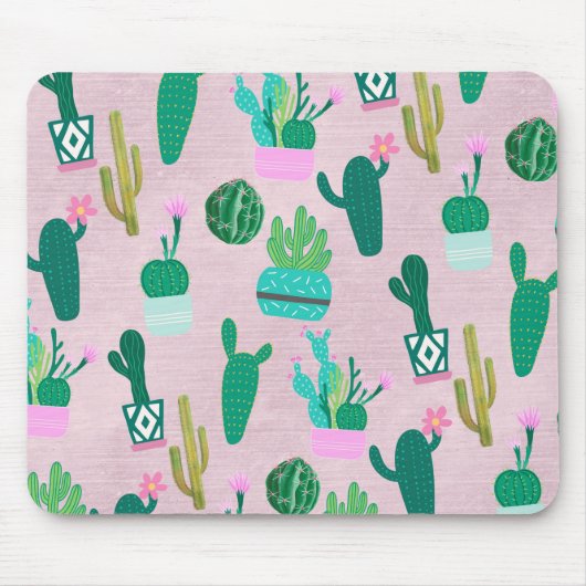 Roze Rustieke Zuidwesterse Cactussen Cactusplanten Muismat (Voorkant)