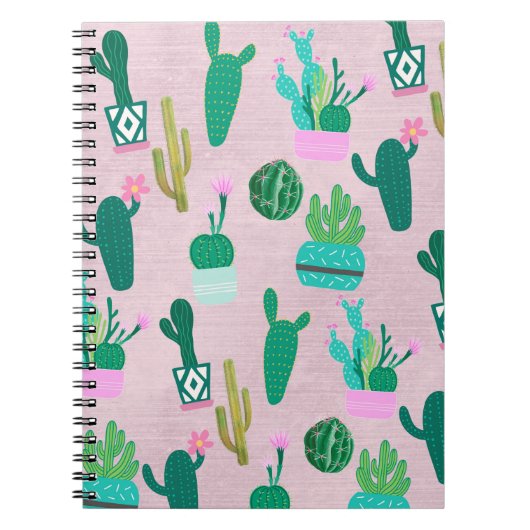 Roze Rustieke Zuidwesterse Cactussen Cactusplanten Notitieboek (Voorkant)