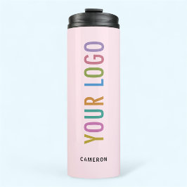 Roze RVS-beker Logo merk 360 ml Thermosbeker