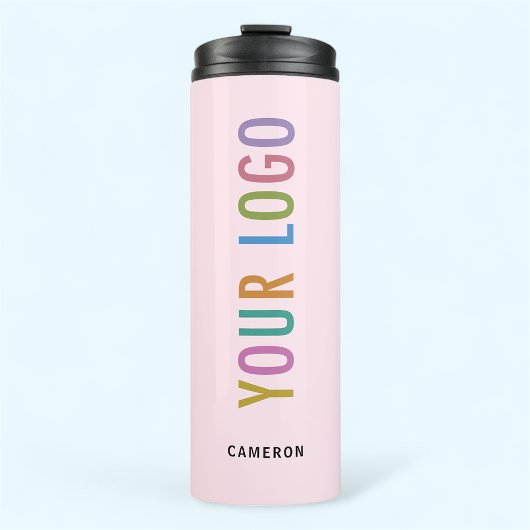 Roze RVS-beker Logo merk 360 ml Thermosbeker