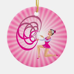 Roze Rythmic Gymnastics Ribbon Keramisch Ornament