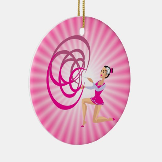 Roze Rythmic Gymnastiek Lint Keramisch Ornament (Rechts)